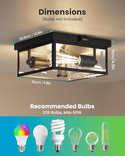 10.5-Inch Outdoor Ceiling Light with Motion Sensor Flush Mount Exterior Fixture