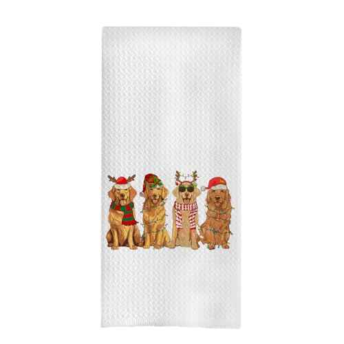 Golden Retriever Waffle Decorative Dish Towels - Golden Retriever Gifts, Hand Tea Towels, Women's Gifts, 16x24 Inches