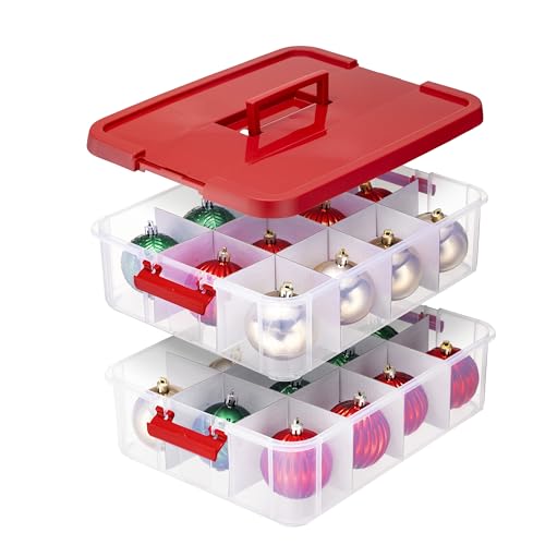 Tribello 2-Layer Christmas Ornament Storage Box Plastic - 24