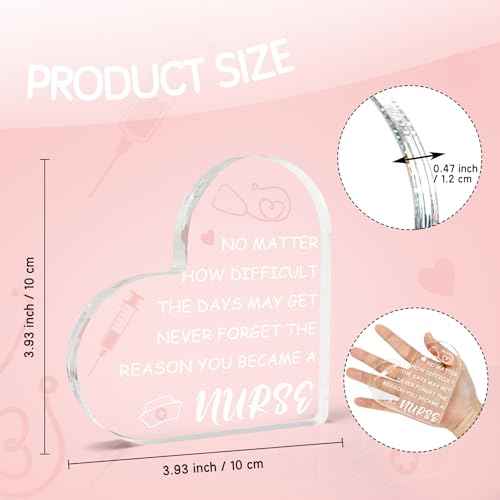 Nurse Gifts for Women Nurse Week Gifts Nurse Christmas Gifts Nurse Appreciation Gifts Acrylic Heart Sign Nurse Graduation Gift Nurse Practitioner Gifts for Women Nurse Graduation Decorations Desk Decor