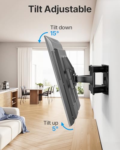 USX STAR Full Motion TV Wall Mount for 37-85 Inch TVs - Fits Up to 132lbs, 16" Wood Stud, Max VESA 600x400mm, Swivel & Tilt Articulating Bracket, 55+ 65 70 75 Inch