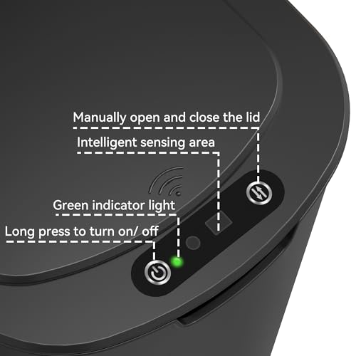 LJIACLEA Black 5 Gallon Motion Sensor Touchless Trash Can with Lid