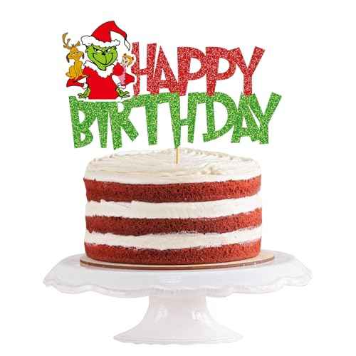 Christmas Happy Birthday Cake Topper Christmas Birthday Decorations Whoville Decorations Party Supplies
