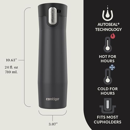 Insulated Travel Mug - Stainless Steel, 24oz, Leak-Proof, Matte Black
