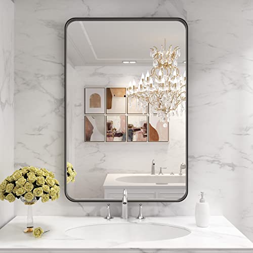 LOAAO 24X36 Inch Black Bathroom Mirror Metal Framed