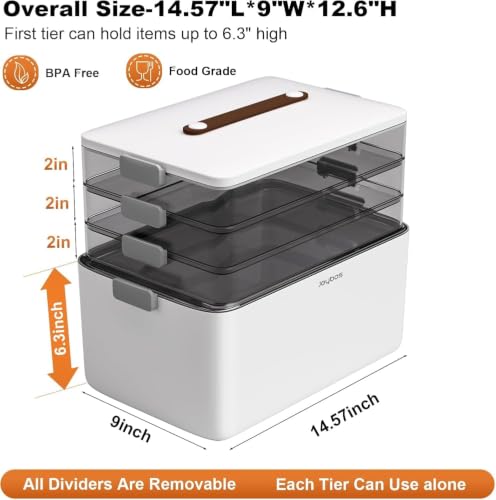 4-Tier Medicine Organizer Storage Box with Lid & Leather Handle - Portable First Aid & Medical Supplies Bin