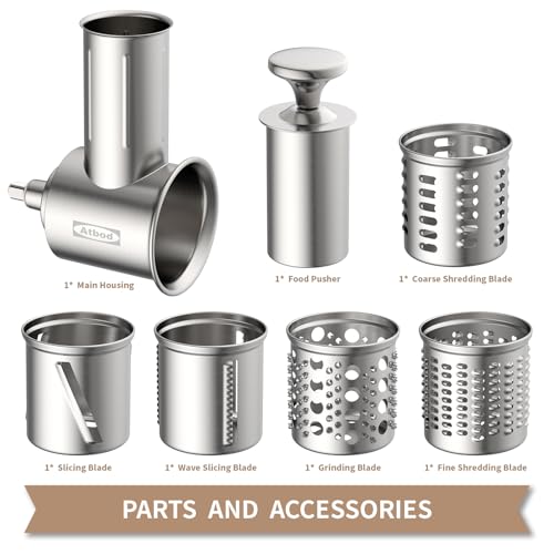 Stainless Steel Slicer Shredder Attachment for KitchenAid Stand Mixer - 5 Blades Included