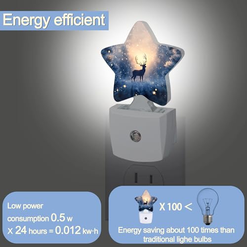 Snowmolle Christmas Deer Winter Tree Snowflake Night Light - Dusk to Dawn Sensor Plug-in Decor