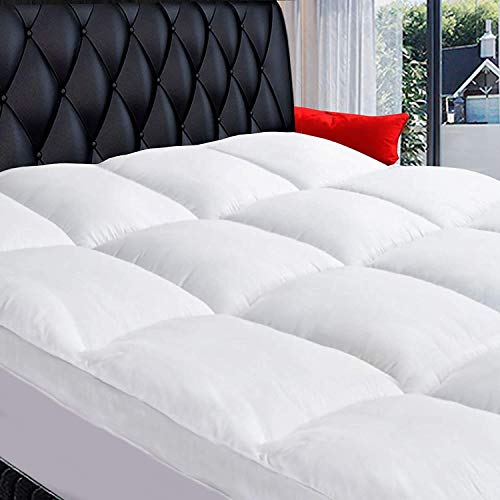 COONP Queen Mattress Topper - White Extra Thick Cotton Pillow Top Bedding