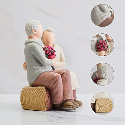 Rose Couple Figurine - Hand Painted Wedding Anniversary Home Decor Sculpture, CAMSOON Variation