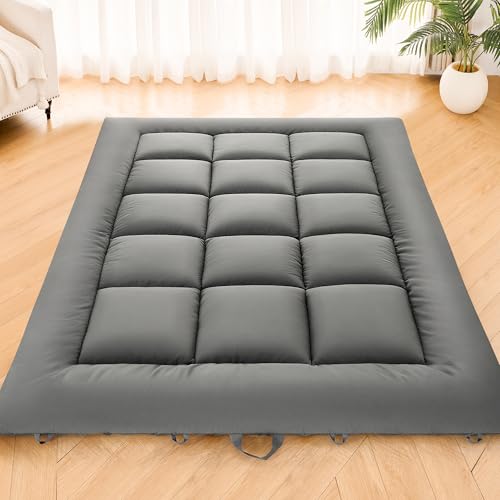 DOWNSTORIA Twin Grey Japanese Floor Mattress Foldable Tatami Futon with Handles