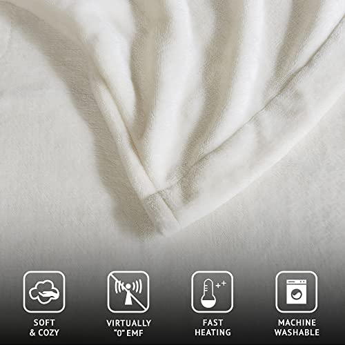 Queen Size Heated Blanket - Fast Heating Electric Blanket in Ivory with 20 Settings