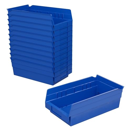 Blue Plastic Shelf Bin 12x6.5x4 - Heavy Duty Storage Organizer - Blue / Bin Box