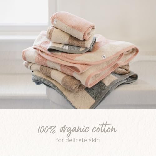 Pink Sand 32 x 32 Inch Organic Cotton Baby Hooded Towel & Washcloth Set