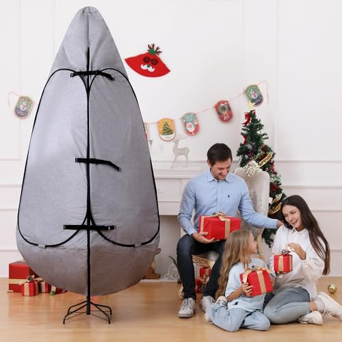 UNARK Grey 9ft Christmas Tree Storage Bag Upright Tree Cover with Reinforced Handles