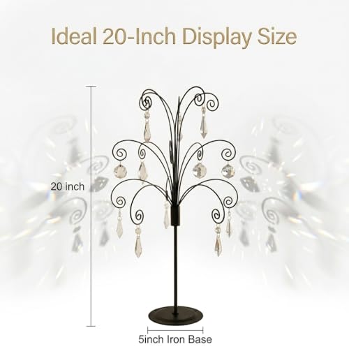 Black 20-Inch Metal Ornament Display Stand for Crystal & Collectibles