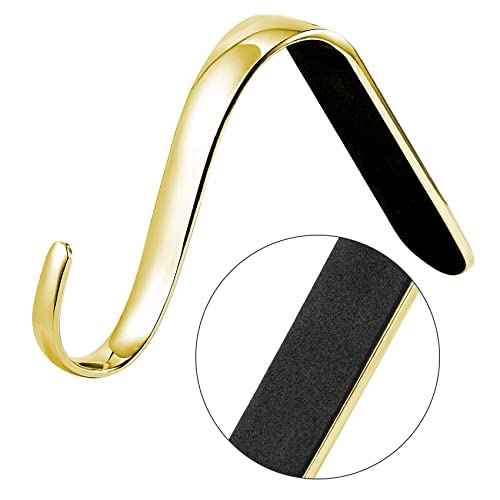 Sunshane 3 Pieces Christmas Stocking Holders Mantel Hanger Hooks Xmas Mantle Grips Set Safety Hang Stocking Clips for Christmas Party Decoration, Gold