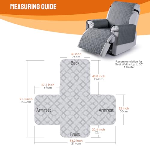 Waterproof Recliner Chair Cover with Pocket - Dark Gray, 30 Inch