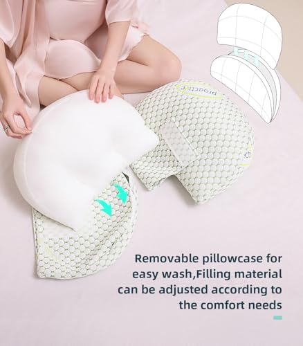 Pregnancy Pillow for Side Sleepers with Removable Cover - Green / Regular