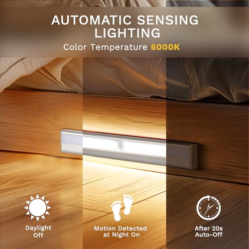 Lexall 6 Pack Battery-Powered Motion Sensor LED Closet Lights, Easy Stick-On Indoor Lighting