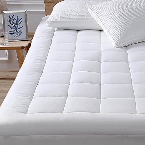Oaskys Queen Mattress Pad Cover Cooling Deep Pocket Fitted Mattress Topper White