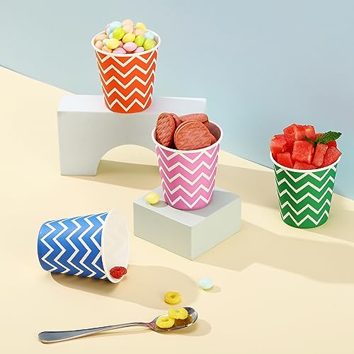 JOLLY PARTY 1000 Pack 5oz Disposable Paper Cups - Striped Small Mouthwash Cups
