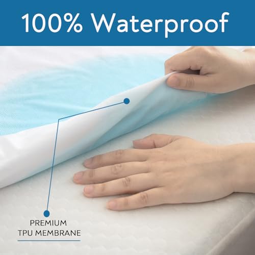 Queen Size Waterproof Mattress Protector Fitted Sheet - Breathable & Noiseless, 2 Pack