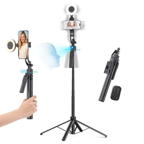 Auto Face Tracking Tripod for Smartphone and Camera with Ring Light