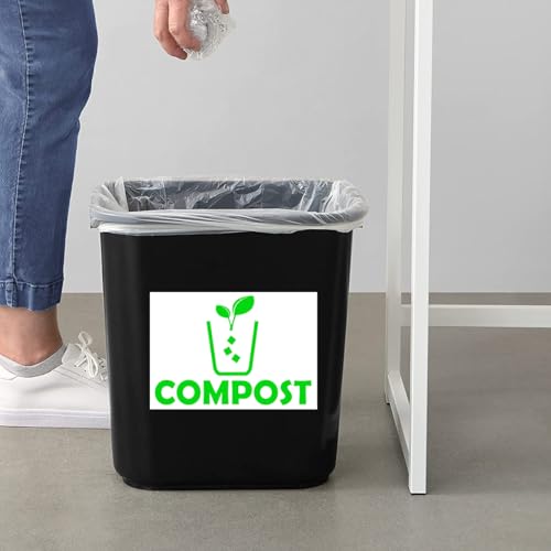 XTRAYXRAY 10x7 Inch Compost White Trash Recycle Sticker Set of 3 for Bins
