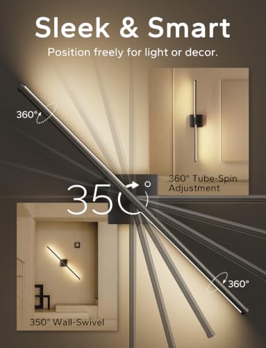 KARTOOSH Peel & Stick Battery Wall Sconces Set of 2, Black, 3CCT, 28 Inch