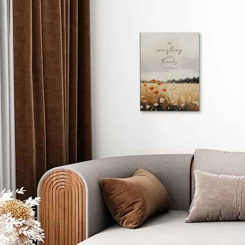 DIENADFX Fall Christian Canvas Wall Art Decor, Rustic Country Autumn Wildfloral Wall Art, Farmhouse in Everything Give Thanks Harvest Pictures Artwork Paintings Wall Decor Decorations for Home,11x14In
