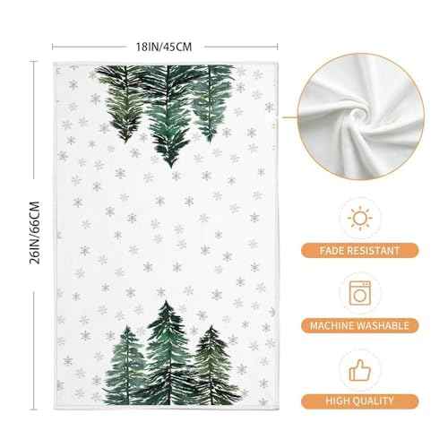 ARKENY Christmas Kitchen Towels,Green Xmas Tree Snowflake Dish Towels 18x26 Inch Drying Dishcloth,Farmhouse Home Decoration AD139