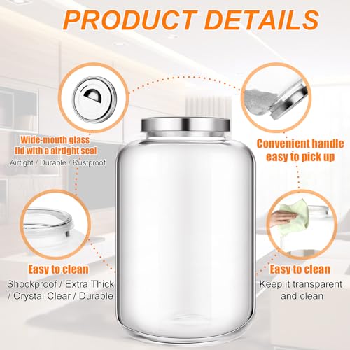 Hushee 6 Gallon Glass Storage Jar with Metal Airtight Lid - Large Food Canister