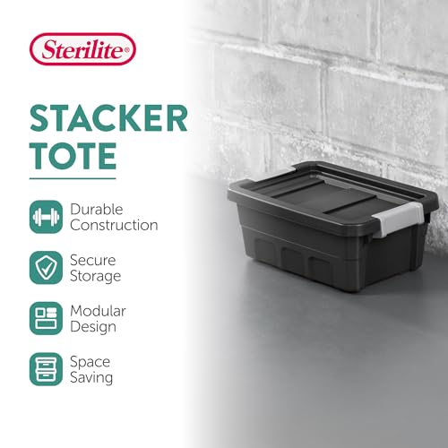 Sterilite 4-Gallon Stackable Storage Totes with Latching Lids - 6 Pack