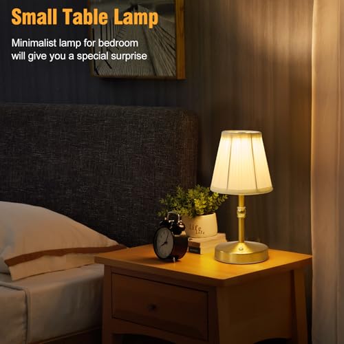 Mini Cordless LED Table Lamp - 3000mAh Battery, Dimmable & 3 Color Temp, Gold, 9.8 Inch, 1 Pack