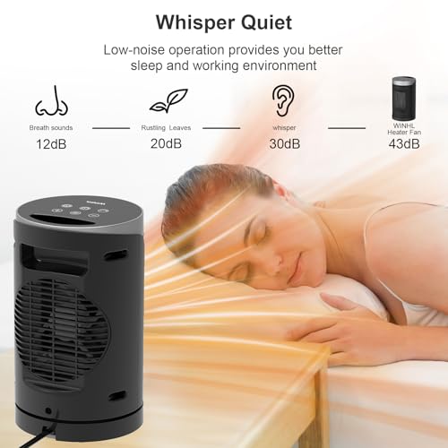 WINHL 9.9'' Portable Space Heater with 70° Oscillation, Remote Control