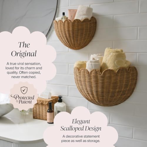 Mocca BEBE BASK The Original Scalloped Wicker Wall Basket Set of 2