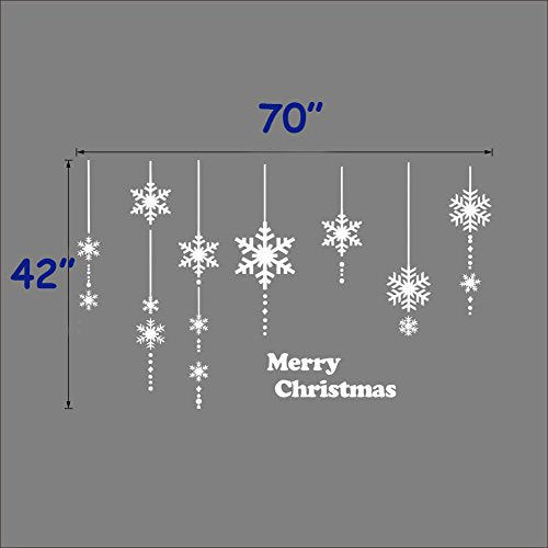 DNVEN Merry Christmas Wall Decals Super Large Snow Flake Curtains Snowflakes Decorative Wall Stickers Door Window Stickers Glass for Kids Rooms Nursery Bedrooms DIY White 71 inches x 42 inches
