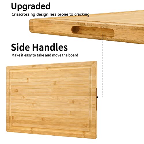 Utoplike Extra Large XXXL Bamboo Cutting Board 24 x 16 Inches with Handles, Double-Sided Juice Grooves
