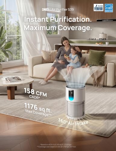 DREO Air Purifier for Home, Up to 1176 ft², HEPA Sleep Mode,