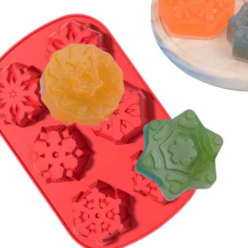 2-Pack Snowflake Silicone Molds for Chocolate, Pudding, Jelly, Muffins - Accfore Green & Red