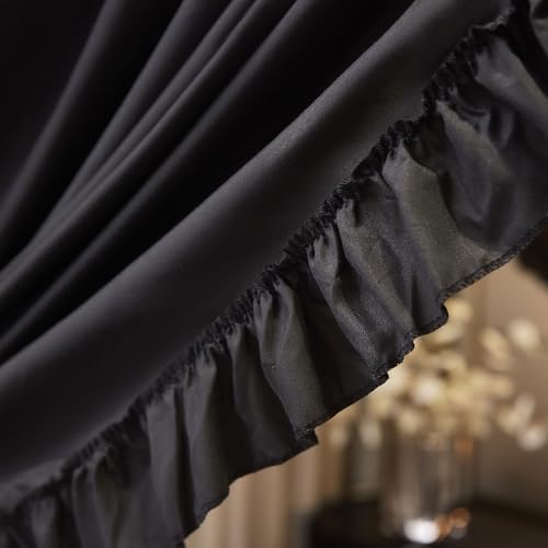 Mengersi King Size Black Canopy Bed Curtains Elegant Bedroom Decoration