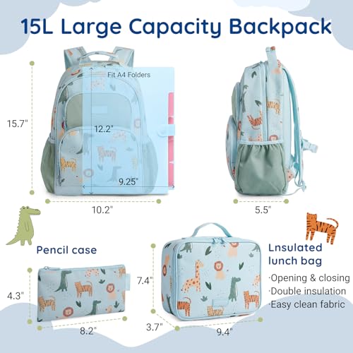 Truck Kids Backpack Set for Boys & Girls 4-8 - 3PCS Kindergarten School Bag