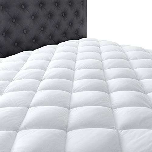 Taupiri King Quilted Mattress Pad Cover with Deep Pocket - White, 8-21 Inch