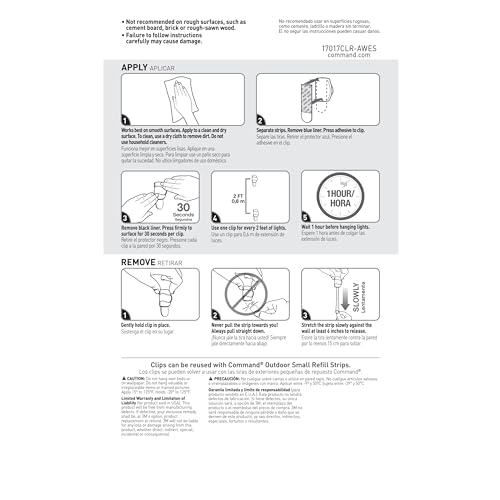Command Mini Holiday Light Hooks, Great for Holiday Lights, 40 Clips, 48 Strips, Value Pack