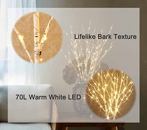 BAOLITVINE White Birch Lighted Branches with Timer 18 Inch for Holiday & Home Decor