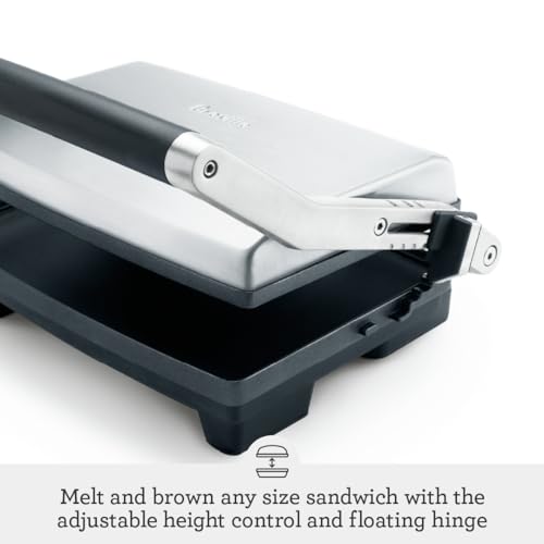 Panini Duo Sandwich Maker 2 Slice - Brushed Stainless Steel, Adjustable & Nonstick