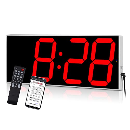 West Ocean Large Red WiFi Digital Wall Clock 6-inch LED Countdown & DST