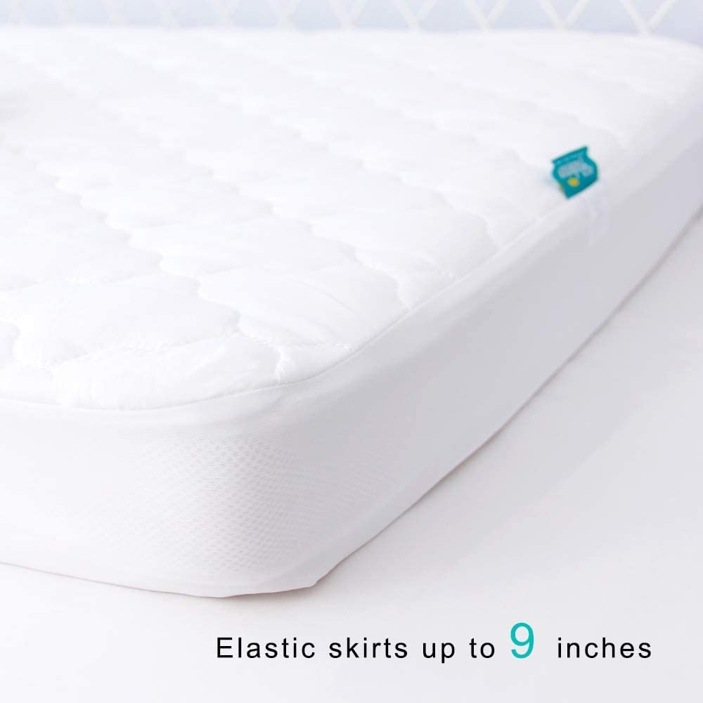 Regine Switzerland Crib Mattress Protector Sheets - 2 Pack Waterproof & Noiseless, 52" x 28", White & Gray