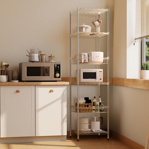 72-Inch Heavy Duty Wire Shelving Unit with Wheels - Chrome, 6-Tier Storage Rack